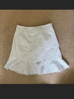 Southern Tide Light Blue Seersucker Ruffle Hem Mini Skirt